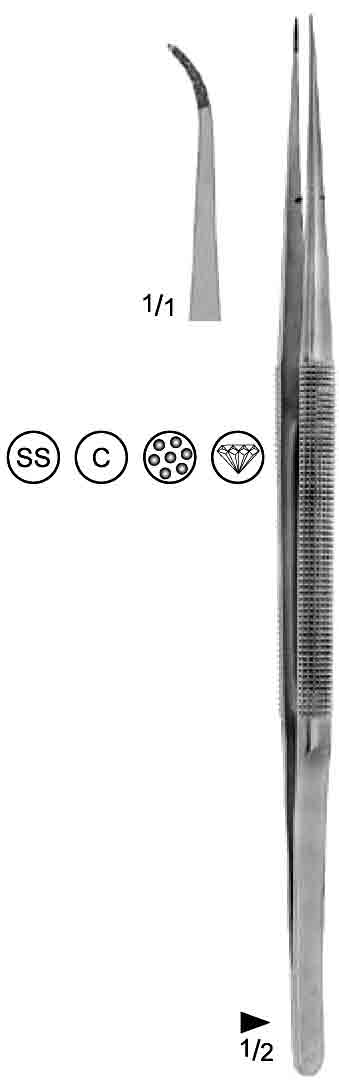 SERAMİK KAPLI MİKRO SUTUR PENSETİ DİŞLİ 0.8MM EĞRİ 21CM